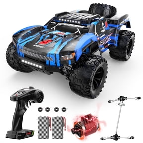 DEERC 1/12 RC Cars 45KPH, 4WD High Speed Short Course RC Truck, Off-Road All Terrain Remote Control Car with 2 Rechargeable Batteries & Spare Tire, 2.4GHz Fast RC Cars for Adults Kids Boys Gift