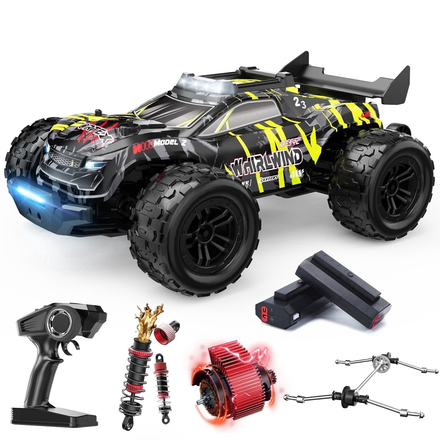 Deerc RC Car, 1:14 Brushless Off-Road Truck, 46+ MPH, 4WD