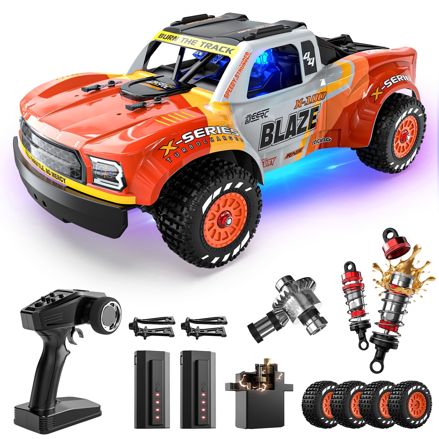 Deerc RC Car, 1:14 Brushless Off-Road Truck, 46+ MPH, 4WD