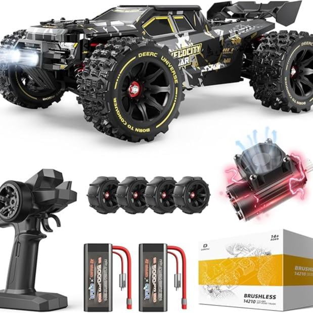 Cheap Fast Rc Cars DEERC 1:14 Fast Brushless RC Cars, Max 50+ MPH, 2 3S Lipo Batteries 4x4 ...