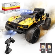 DEERC 9201E 110 Large Remote Control Truck with Lights, Fast Short Course RC Car, 48 km/h 4x4 Off-Road Hobby Grade Toy Monster Crawler Electric Vehicle, 2 Batteries for Adult Kid Boy
