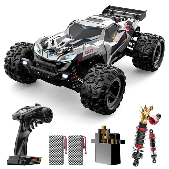 DEERC Brushless Fast RC Cars for Boys & Adults, 55KM/H, 1:18 Off-Road RC Truck, All Terrain 4x4 Racing Mecha Car, 50 Mins, Waterproof Remote Control Monster Truck, Compatible with 3S Battery