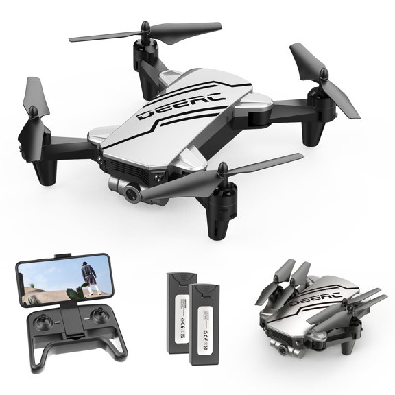 DEERC D20 Mini Drone for Kids with 720P HD FPV Camera Remote Control Toys Gifts for Boys Girls with Altitude Hold, Headless Mode, One Key Start Speed Adjustment, 3D Flips 2 Batteries, Silver Y101