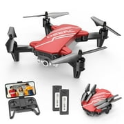 DEERC D20-RD D20 Mini Drone for Kids, 720P HD FPV Camera Remote Control 2 Batteries, Red