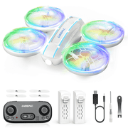 DEERC D33 Mini Drone for Kids and Beginners, LED Lights ,Altitude Hold,2 Batteries,White