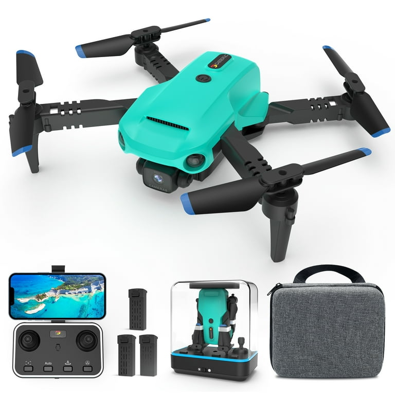 DEERC Drone with Camera for Adults and Kids DC10 FPV RC Drone with Real Time Transmission Optical Flow Sensor and 3 Batteries Greenish Blue