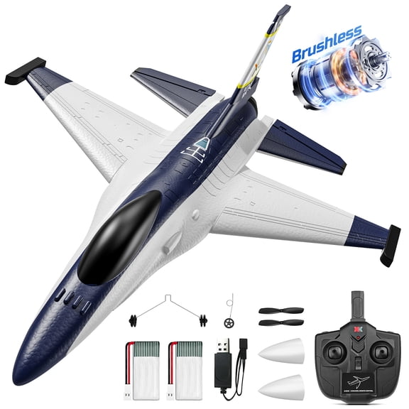 DEERC F-16 Style Brushless 4 Channel RC Airplane (X-62A Vista), Remote Control Jet with 6-axis Gyro Stabilizer EPP RTF Hobby Glider Aircraft Plane Easy to Fly for Adults Boys