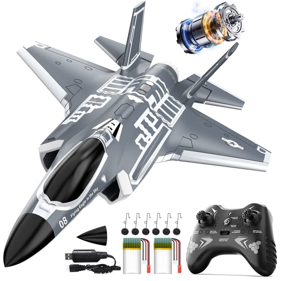DEERC F35 4 Channel Brushless RC Plane for Adults Remote Control Airplane EDF Fighter Jet,2.4GHz 6-axis Gyro Stabilizer EPP RTF Hobby Glider Aircraft Plane Easy to Fly for Advance Player
