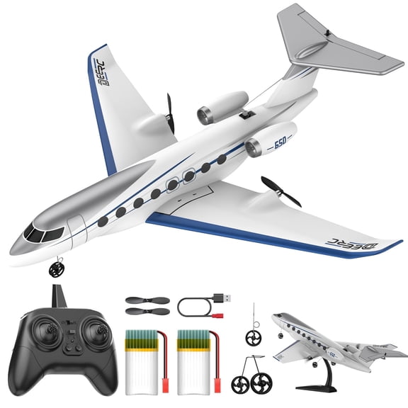 DEERC G650 RC Plane Private Jet,3-CH Remote Control Airplane Toys,2.4GHz 6-axis Gyro Stabilizer RTF Hobby Glider Aircraft Plane Easy to Fly for Beginners Kids Adults