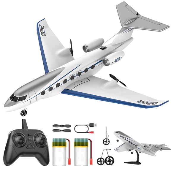 DEERC G650 RC Plane Private Jet,3-CH Remote Control Airplane Toys,2.4GHz 6-axis Gyro Stabilizer RTF Hobby Glider Aircraft Plane Easy to Fly for Beginners Kids Adults