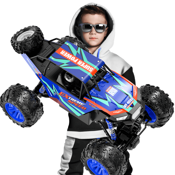 Metal Car Large 1:8 Scale 4WD Remote Control Monster Truck with 2 Batteries Toys Gifts for Kids Adults 2.4Ghz All Terrain Off-Road Vehicle