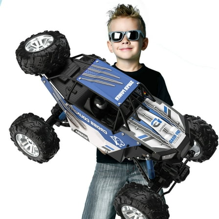 Metal Car Large 1:8 Scale 4WD Remote Control Monster Truck with 2 Batteries for Kids and Adults 2.4Ghz All Terrain Off-Road Vehicle