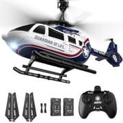 DEERC RC Helicopter for Adults,Rescue Remote Control Helicopter for Kids 8-12, Toy Helicopters RC with LED Lights, 2 Batteries, Altitude Hold, 2.4GHz Military Style for Indoor, Ideal for Birthday