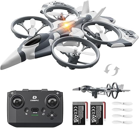 DEERC RC Plane 2.4GHz RTF Remote Control Airplane with 2 in 1 Mode for Kids, 360° Flip, 2 Batteries, Gray