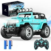DEERC Remote Control Car with Fog Mist & Music, 1:16 Remote Control Truck for Boys, 2.4Ghz RC Car Toy with 2 Batteries, All Terrain SUV Gifts Crawler with Trailer Hitch