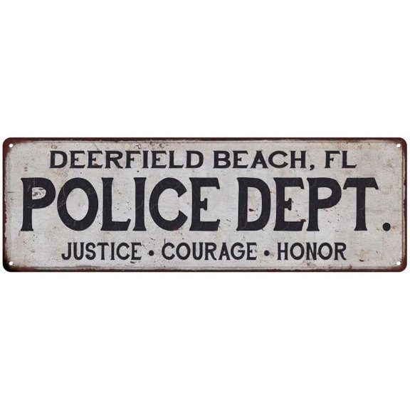 DEERFIELD BEACH, FL POLICE DEPT. Vintage Look Metal Sign Chic Decor 206180012414