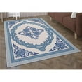 thumbnail image 1 of DEERLUX  Deerlux Transitional Living Room Area Rug with Nonslip Backing, Blue Medallion Pattern, 8 x 10 ft Large, 1 of 4