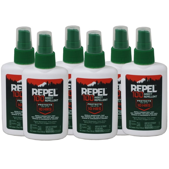 DEET Mosquito & Tick Repellent Spray - 4 fl Oz 6-Pack, 10-Hour Protection for Camping/Hiking, Severe Outdoor Conditions (Bug Spray, Insect Repellent for Skin, Non-Greasy Formula)