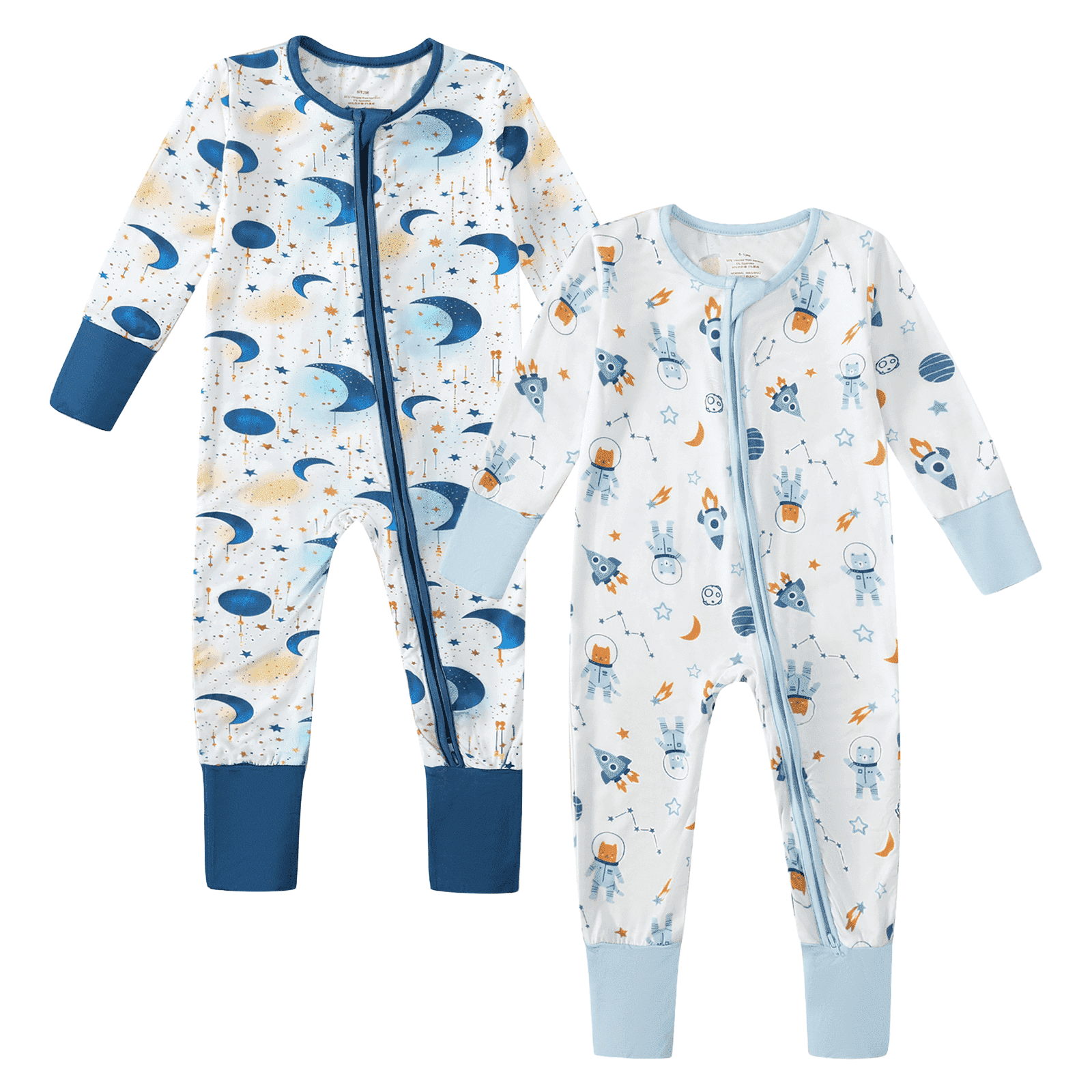 Romperinbox  2pcs baby onesies, Bamboo Baby Pajamas, Zipper Soft Sleeper Baby Boy One-Piece Romper