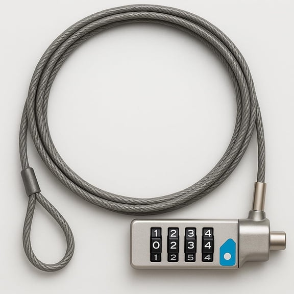 DEFCON Ultimate Universal 4-Digit Resettable Combination Lock, Preset, Silver Galvanized Steel, 6.50 ft Cable, Heavy Duty Over 1 LB, Secure Lock for Monitor, Docking Station, and Notebook ASP96RGLX