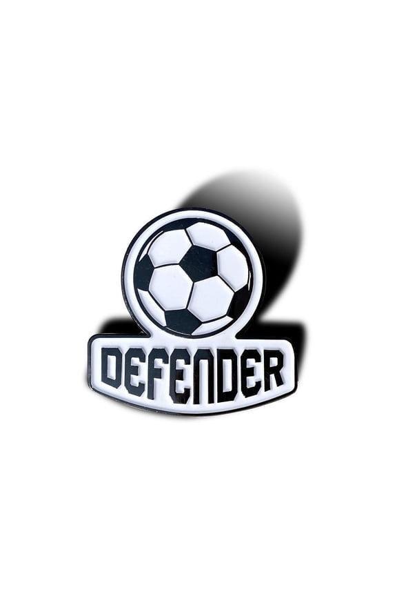 DEFENDER SOCCER BALL PIN, - Soccer Ball Fans Recognition Enamel Lapel PIN for DEFENDERS - 3 cm x 3.25 cm