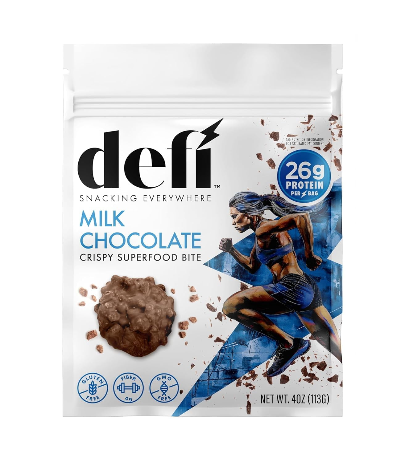DEFI Milk Chocolate Crispy Superfood High-Protein Bites – 26g of Protein per Serving, Gluten-Free, Non-GMO, Kosher – Ideal On-the-Go Snack for Active Lifestyles (6 Pack)