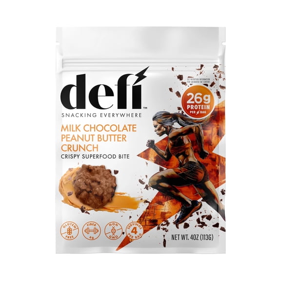 DEFI Milk Chocolate Peanut Butter Crunch Crispy Superfood High-Protein Bites 26g of Protein per Serving, Gluten-Free, Non-GMO, Kosher Ideal On-the-Go Snack for Active Lifestyles (6 Pack)