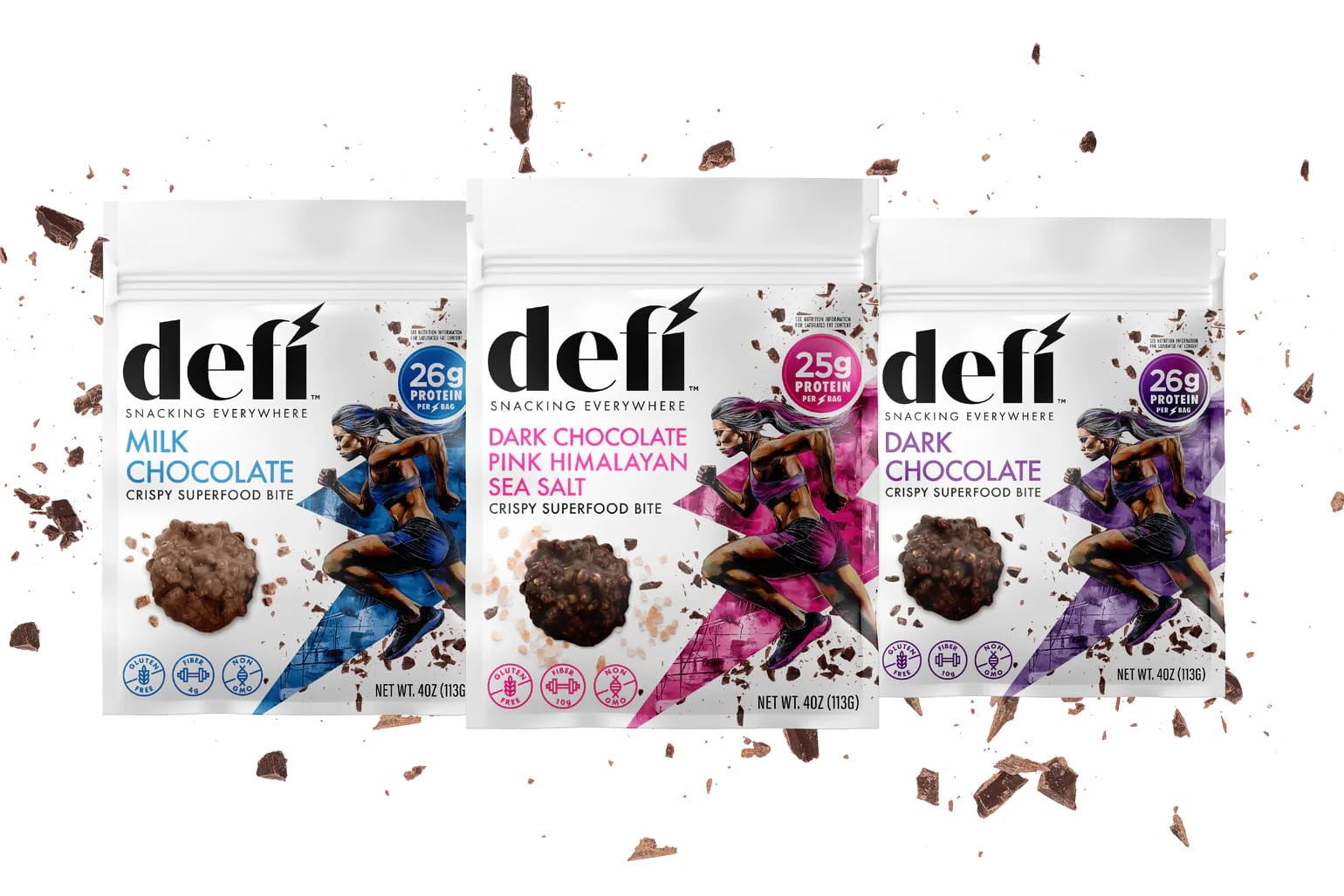 DEFI Variety Pack Crispy Superfood High-Protein Bites – 26g of Protein per Serving, Gluten-Free, Non-GMO, Kosher – Ideal On-the-Go Snack for Active Lifestyles (6 Pack)