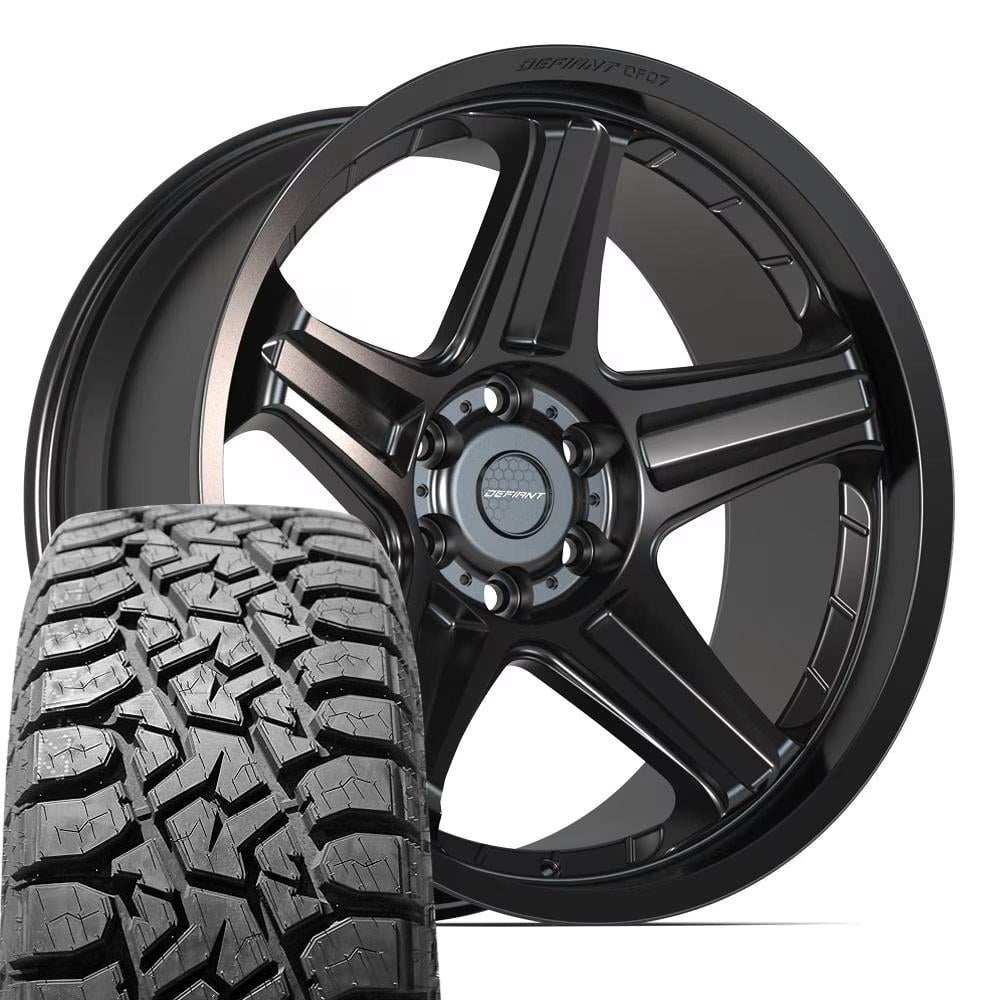 DEFIANT Wheels DF07 22 Inch Rims and Tires Fit 6x139.7 22x10 Satin ...