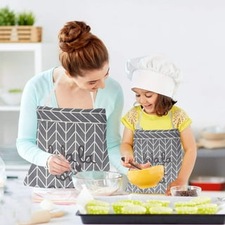 Littlebit & Vix Mommy and Me Mother Daughter Matching Aprons Gift Set with  Chef Hat for Kitchen Cooking and Baking - Mom and Kid Apron, Pink, One Size