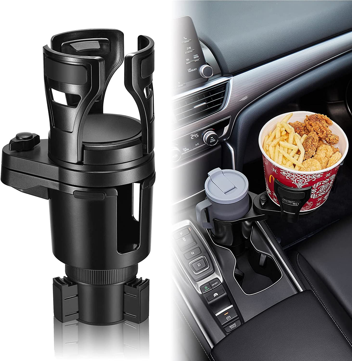 DEFNES Cup Holder Expander for Car, Upgrade 2 in 1 Car Cup Holder ...