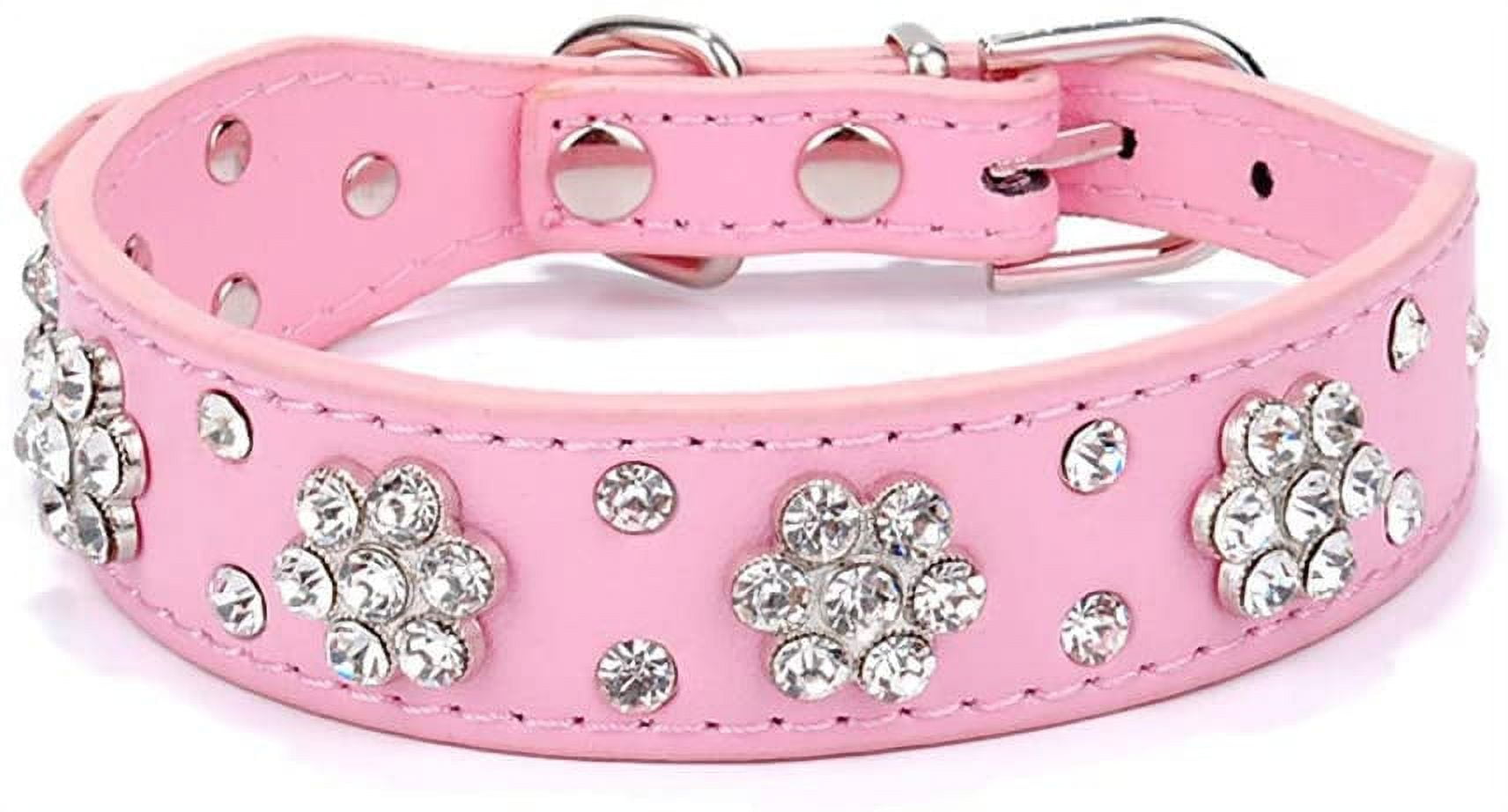 Pink diamond clearance studded dog collar