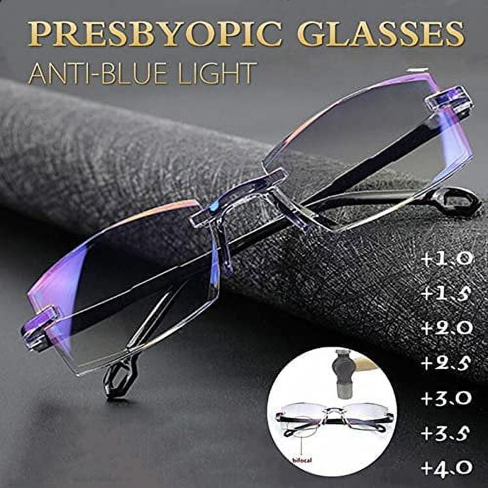 DEFNES (Mother's Day) Sapphire High Hardness Anti-Blue Progressive Far and Near Dual-Use Reading Glasses for Men Women (+2.50/ (55-60)
