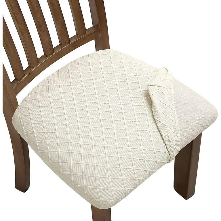 DEFNES Stretch Jacquard Chair Seat Covers Set of 6, Removable
