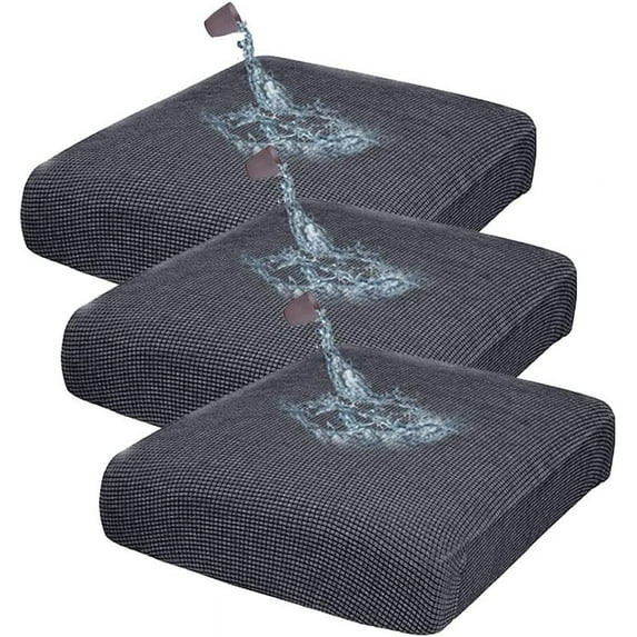 DEFNES Stretch Jacquard Individual Loveseat Cushion Cover Slipcovers Waterproof Couch Cushion Covers Chair Sofa Seat Protector Covers (Gray, 3Pcs)