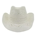 thumbnail image 1 of DEFNES Summer Sun Hat, Beach Straw Cowboy Hat for Women Wide Brim Cowgirl Fedora Western Theme Party,White, 1 of 6