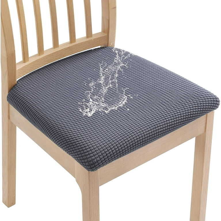 DEFNES Waterproof Seat Covers for Dining Room Chairs Set of 6 Stretch Jacquard Removable Washable Chair Seat Protector Cushion Slipcovers Dark Gray Walmart