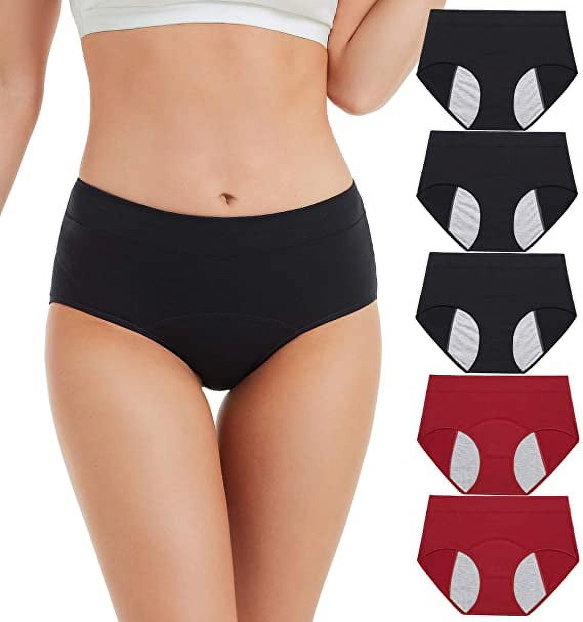 Women's Breathable Absorb Leak-proof Physiological Briefs Large Size Bamboo  Fiber Four-layer Avoid Sweating or Odor Underwear for Women of Menstrual  Periods-3Pack,S-6XL 