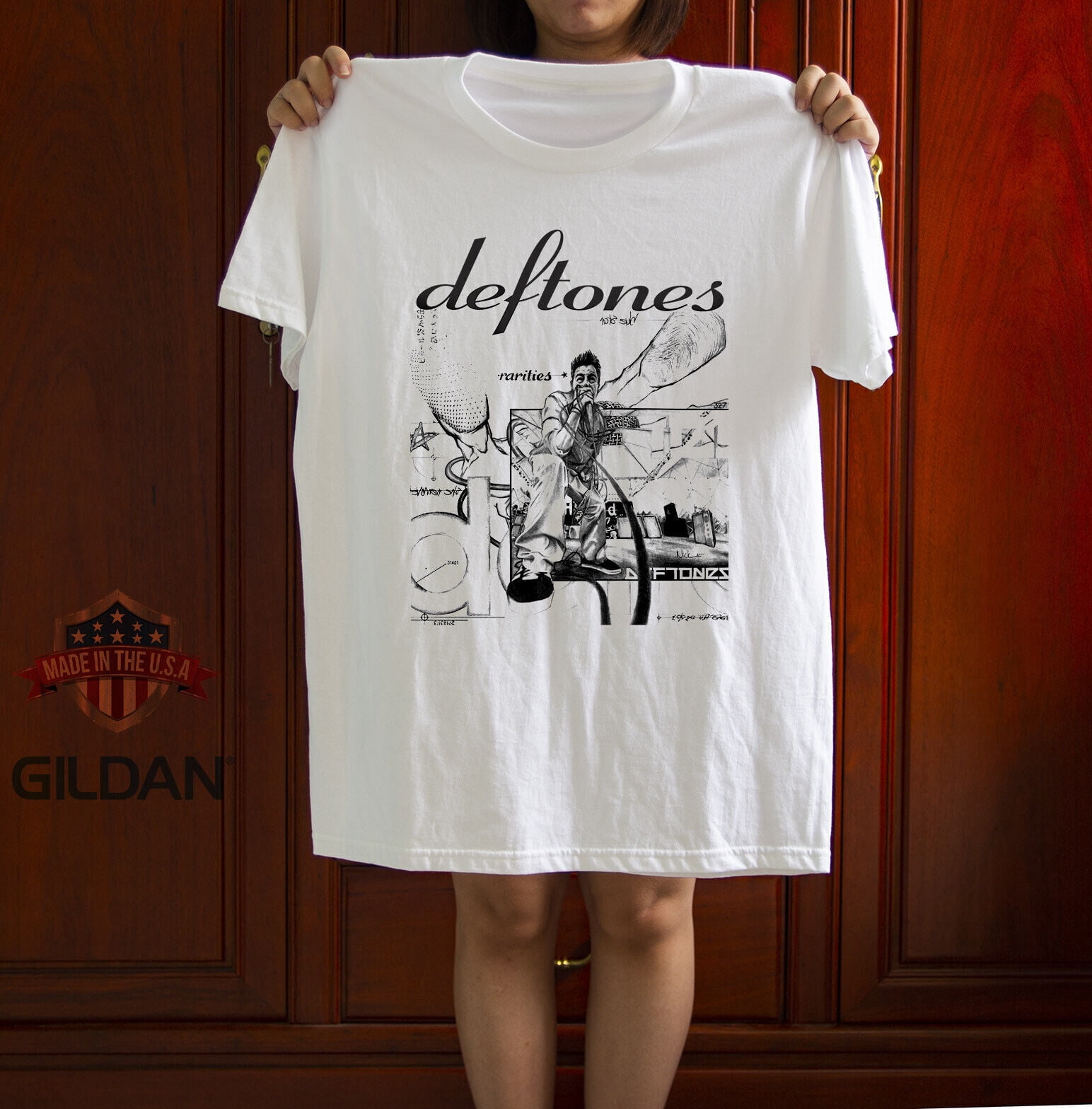 T-shirt Unisexe Vintage Années 90 - Motif Deftones & Dickies - Tissu Gildan 5000 - Personnalisable - Neuf Avec étiquettes