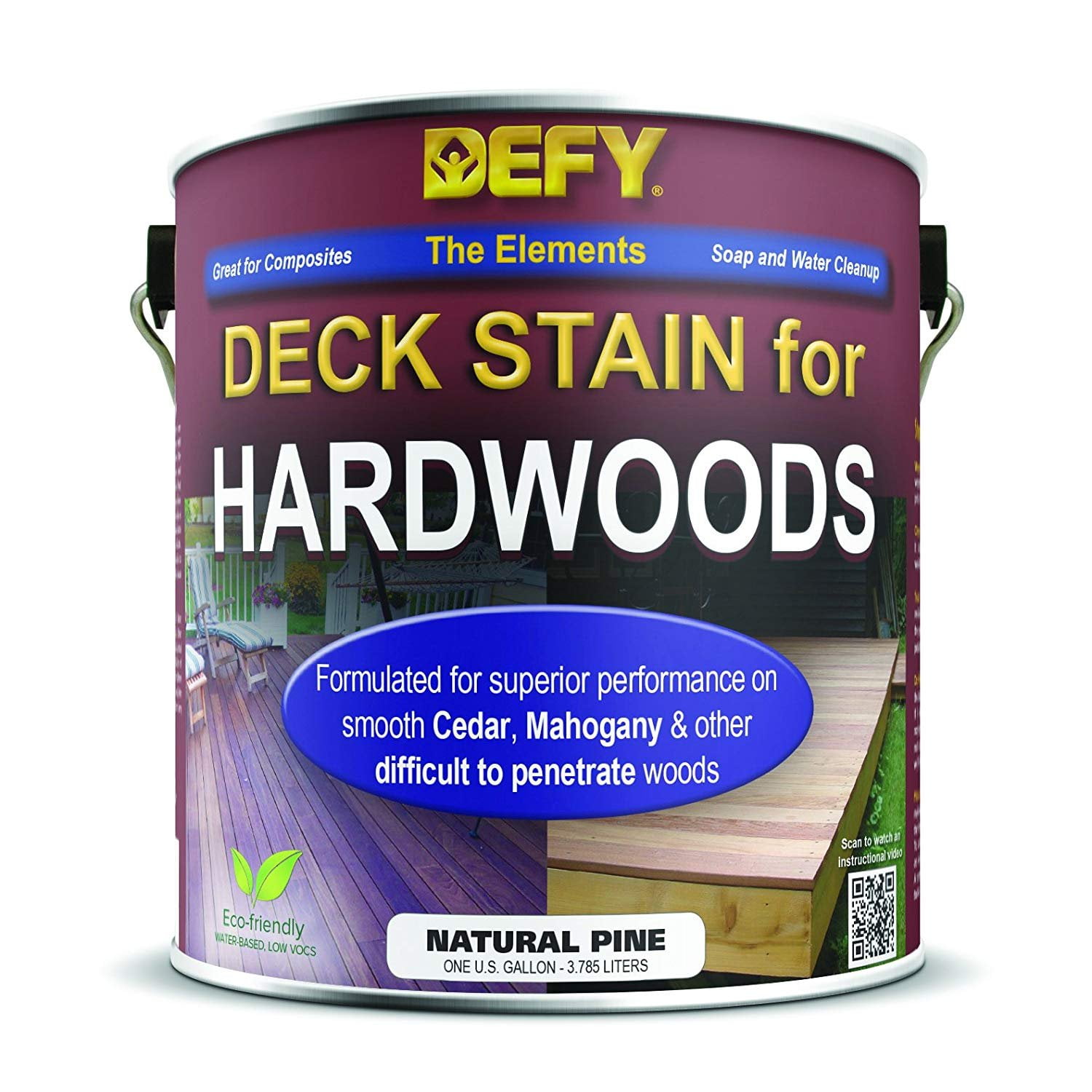 DEFY 5 Gallon Semi-Transparent Deck Stain for Hardwoods, Natural Pine ...