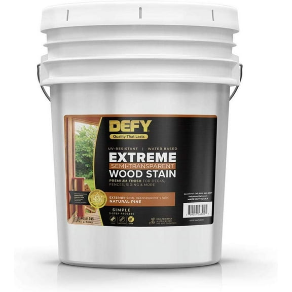 DEFY Extreme 5 Gallon Semi-Transparent Exterior Wood Stain, Natural Pine