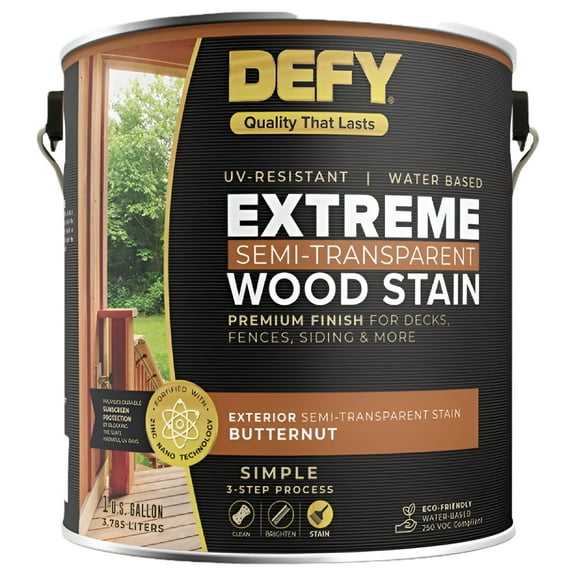 DEFY Extreme Semi-Transparent Exterior Wood Stain, Butternut, 1 Gal. Can