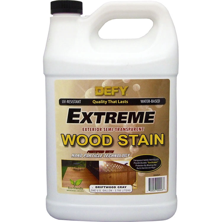 DEFY Extreme Wood Stain and Sealer in One - 1 Gallon Semi-Transparent Waterproof Coating for All Wood Types - Gray