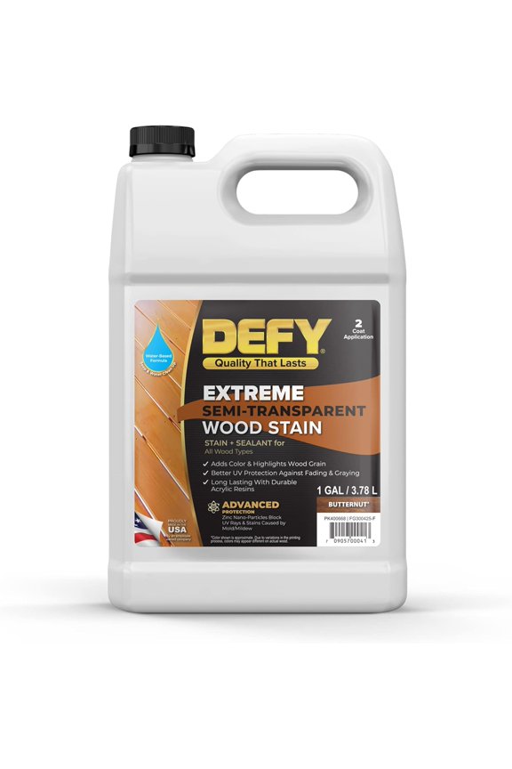 DEFY Extreme 1 Gallon Semi-Transparent Exterior Wood Stain, Butternut