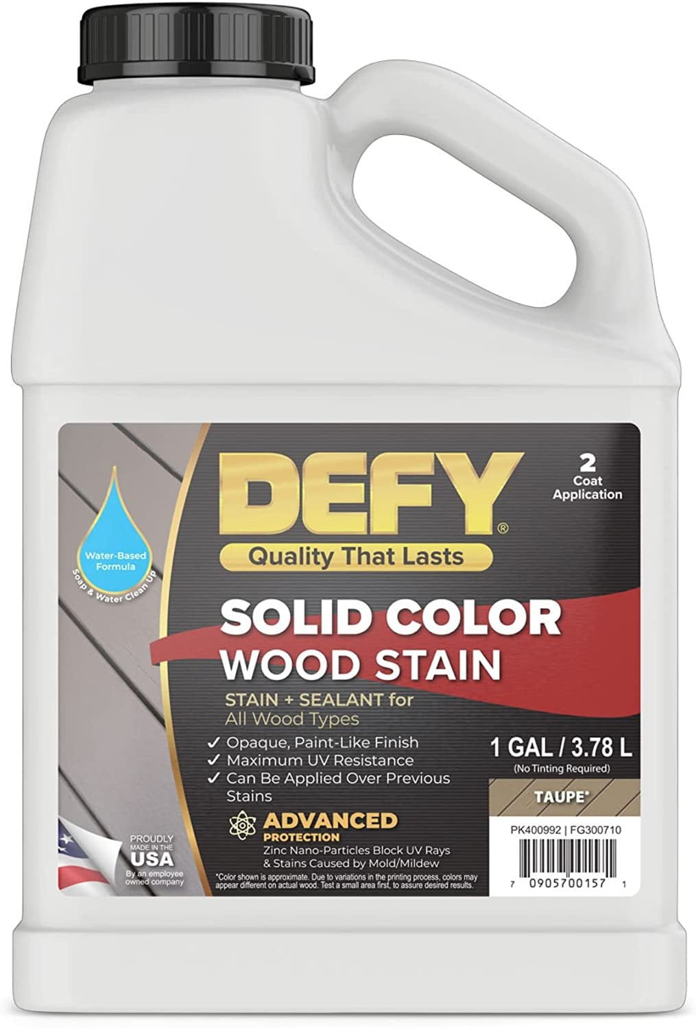 DEFY Solid Color Wood Stain Sealer Deck Paint and Sealer for Decks