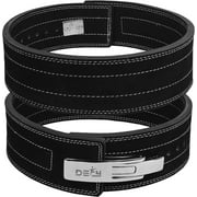 DEFY Sports Lever Belt Genuine Leather - Stainless Steel Buckle 4-Inch-Wide Powerlifting Belt, Black, L