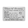 thumbnail image 1 of DEGASKEN 14th Birthday Greeting Cards for Boys Girls, 14 Year Old Birthday Gifts for Kids, Metal Wallet Card, Unisex, 1 of 5