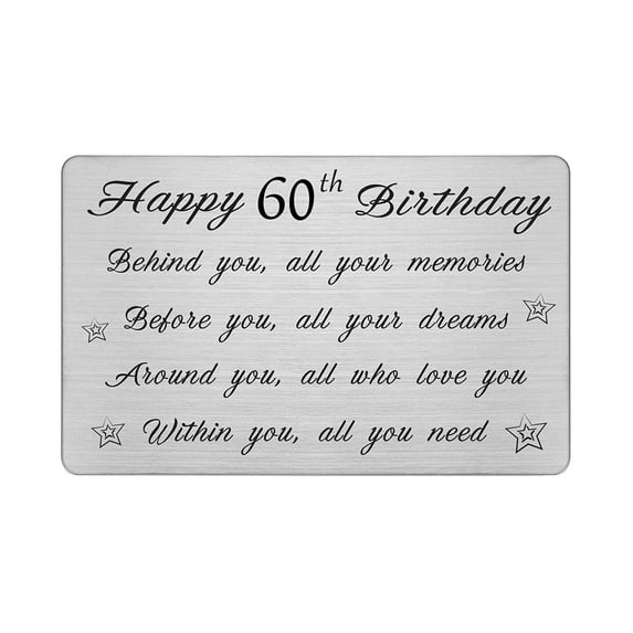 DEGASKEN 60th Birthday Greeting Card Metal Wallet Card For Men Women