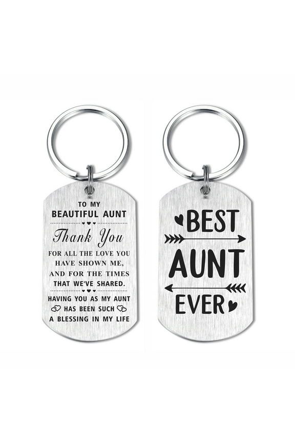 Aunt Keychain, Women Birthday Christmas Mothers Day Gifts from Nephew Niece, Metal Engraved