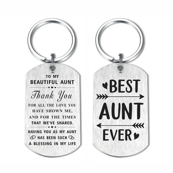 DEGASKEN Aunt Keychain, Women Birthday Christmas Mothers Day Gifts from Nephew Niece, Metal Engraved